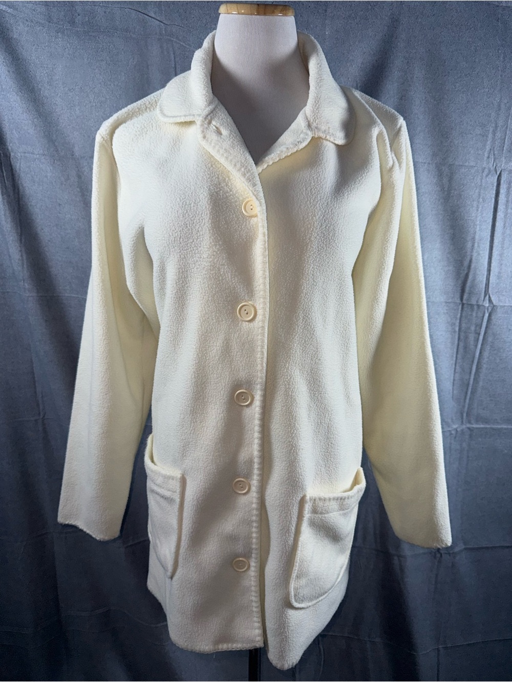2487-Vintage Bobbie Brooks Cream Button-Front Teddy Jacket
